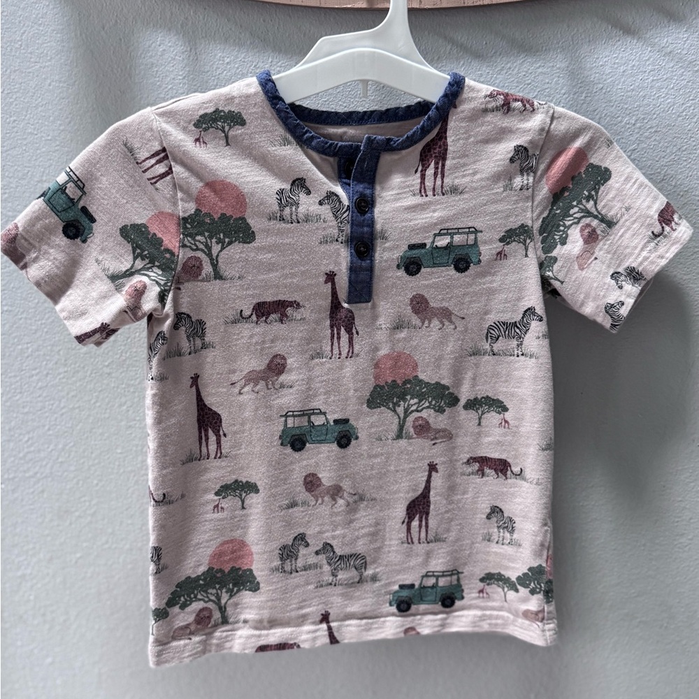 Gymboree Safari Adventure Tee - Cream and Blue